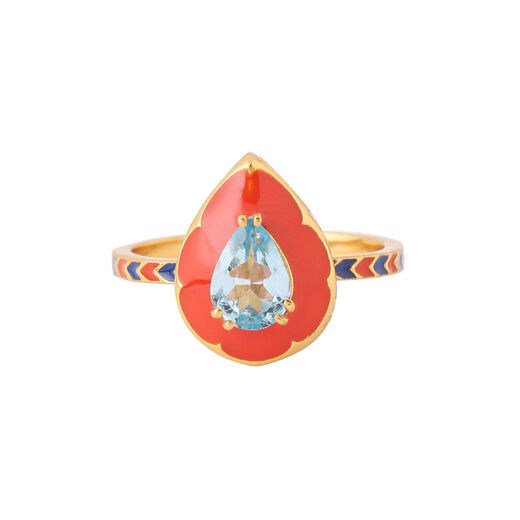 Blue topaz and enamel ring by Azga